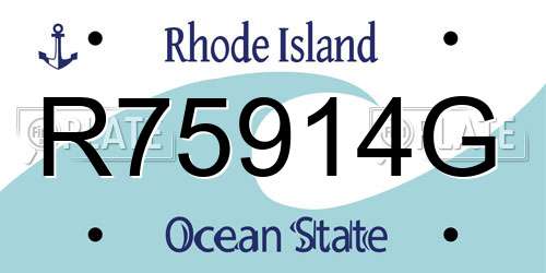 R75914G Rhode Island License Plate