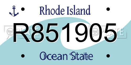 R851905 Rhode Island License Plate