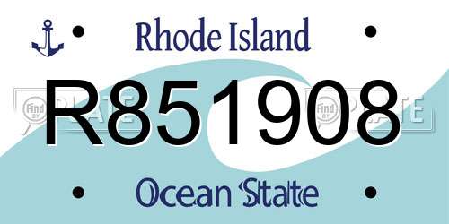 R851908 Rhode Island License Plate