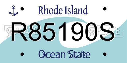 R85190S Rhode Island License Plate