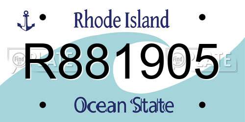 R881905 Rhode Island License Plate