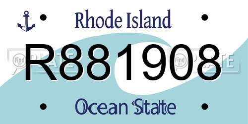 R881908 Rhode Island License Plate