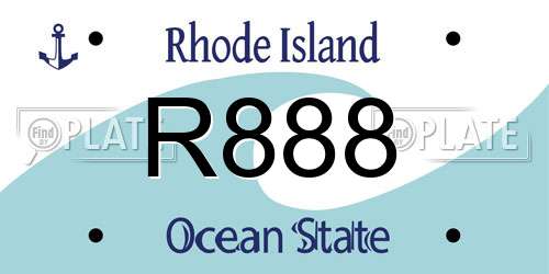 R888 Rhode Island License Plate
