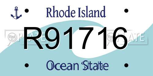 R91716 Rhode Island License Plate