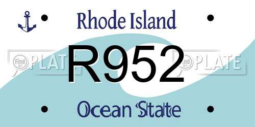 R952 Rhode Island License Plate