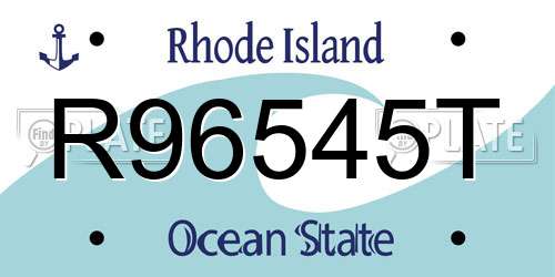 R96545T Rhode Island License Plate