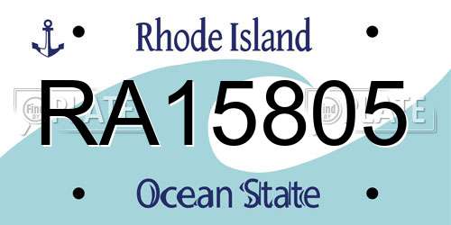 RA15805 Rhode Island License Plate