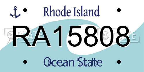 RA15808 Rhode Island License Plate