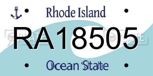 RA18505 Rhode Island License Plate