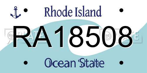 RA18508 Rhode Island License Plate