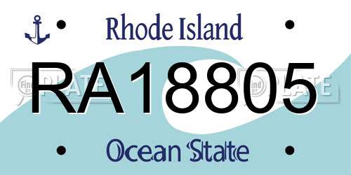 RA18805 Rhode Island License Plate
