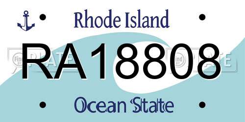 RA18808 Rhode Island License Plate