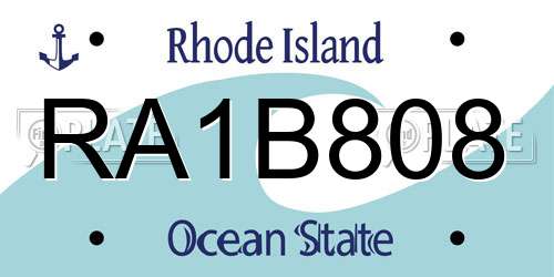 RA1B808 Rhode Island License Plate