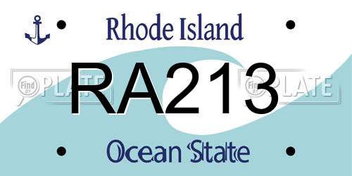 RA213 Rhode Island License Plate
