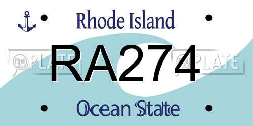 RA274 Rhode Island License Plate