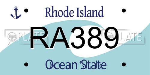 RA389 Rhode Island License Plate