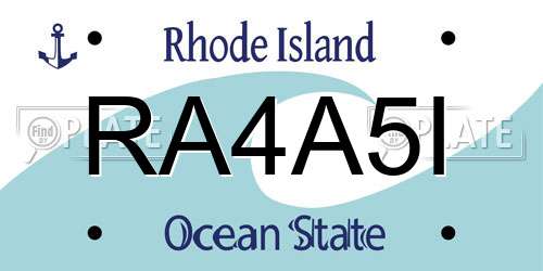 RA4A5I Rhode Island License Plate
