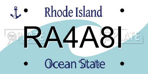 RA4A8I Rhode Island License Plate