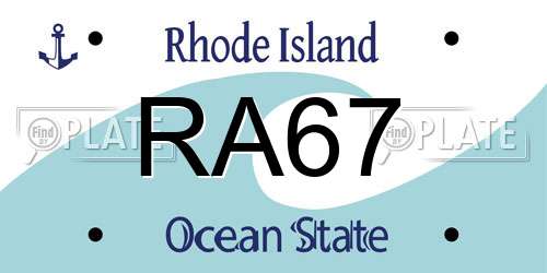 RA67 Rhode Island License Plate