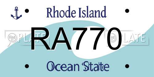 RA770 Rhode Island License Plate