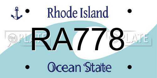 RA778 Rhode Island License Plate