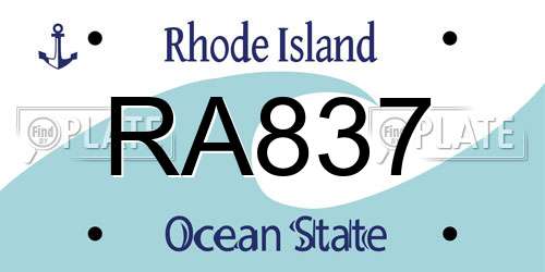 RA837 Rhode Island License Plate