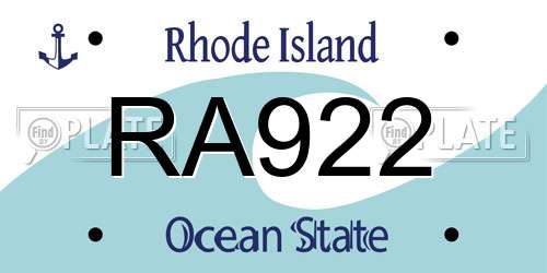RA922 Rhode Island License Plate