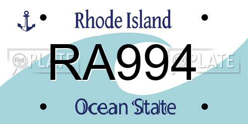 RA994 Rhode Island License Plate