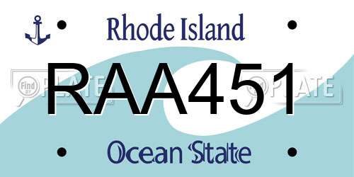 RAA451 Rhode Island License Plate