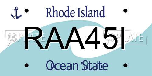 RAA45I Rhode Island License Plate