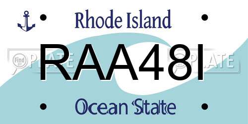 RAA48I Rhode Island License Plate
