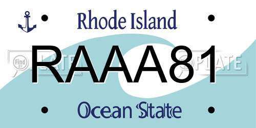 RAAA81 Rhode Island License Plate