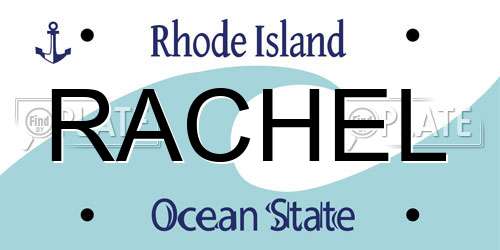 RACHEL Rhode Island License Plate