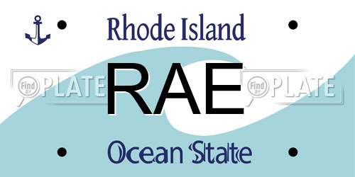 RAE Rhode Island License Plate