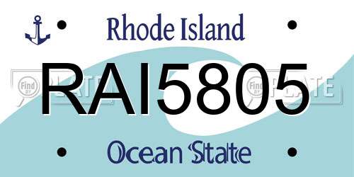 RAI5805 Rhode Island License Plate