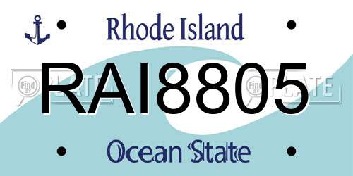 RAI8805 Rhode Island License Plate