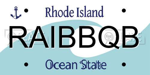RAIBBQB Rhode Island License Plate