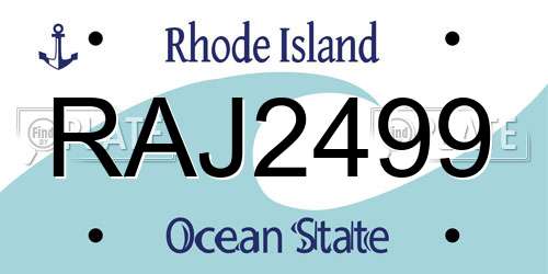 RAJ2499 Rhode Island License Plate