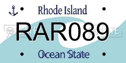 RAR089 Rhode Island License Plate