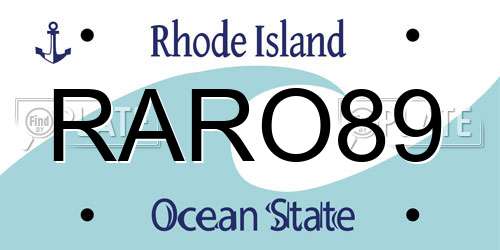 RARO89 Rhode Island License Plate