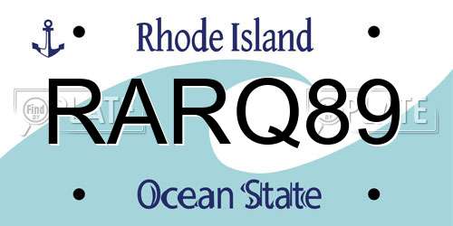 RARQ89 Rhode Island License Plate