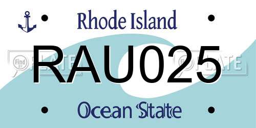 RAU025 Rhode Island License Plate