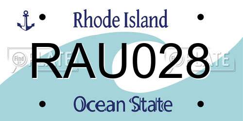 RAU028 Rhode Island License Plate