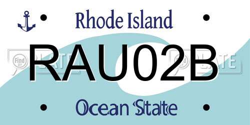 RAU02B Rhode Island License Plate