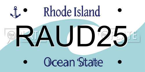 RAUD25 Rhode Island License Plate