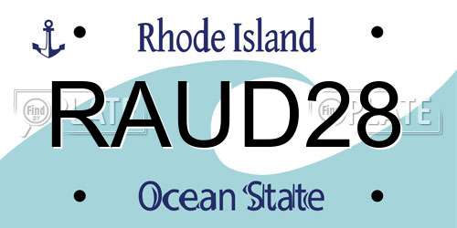 RAUD28 Rhode Island License Plate