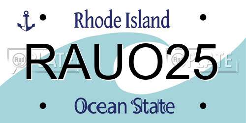 RAUO25 Rhode Island License Plate