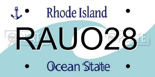 RAUO28 Rhode Island License Plate