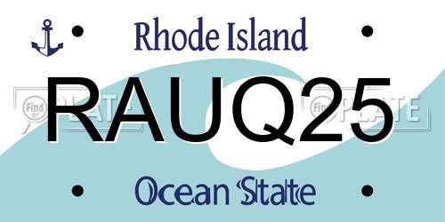 RAUQ25 Rhode Island License Plate