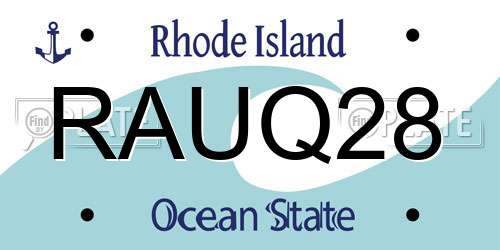 RAUQ28 Rhode Island License Plate